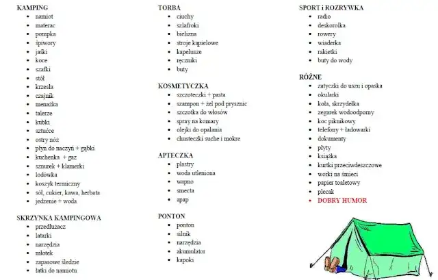 Zdjęcie Co zabrać na biwak w domkach? Niezbędna lista do spakowania