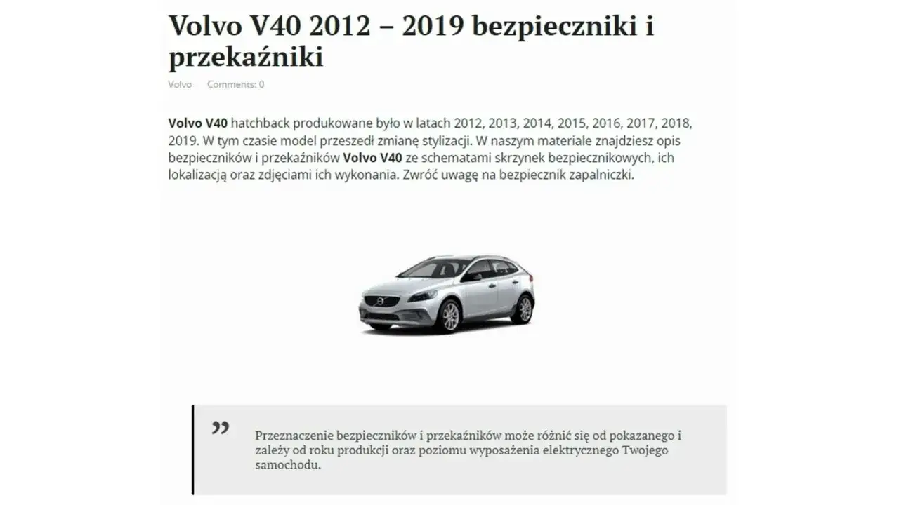 Zdjęcie Bezpieczniki w Volvo V40 - Lokalizacja, wymiana krok po kroku