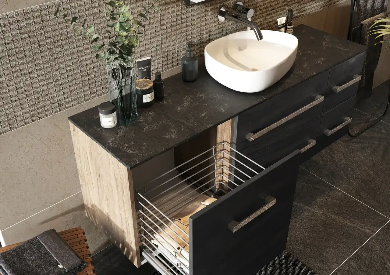 Zdjęcie Blat pod umywalkę konglomerat - trwałość i elegancja w łazience