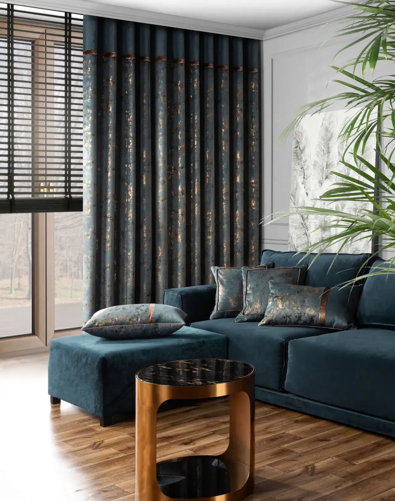 Zdjęcie Granatowa kanapa jaki kolor ścian - idealne połączenia kolorystyczne