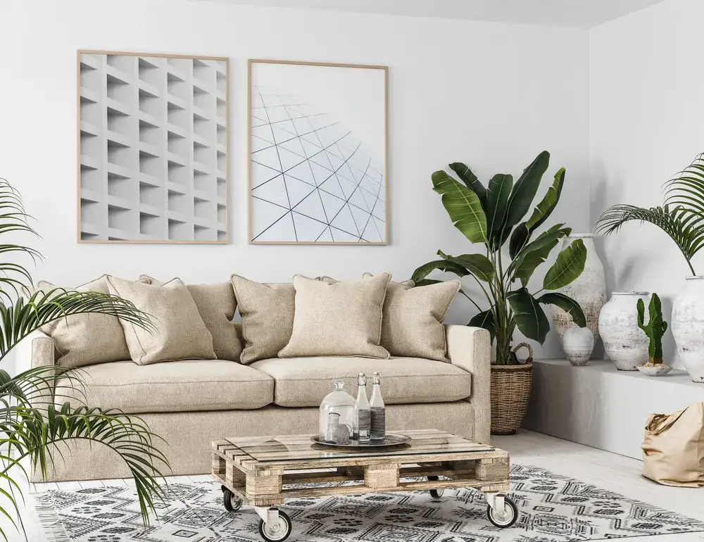 Zdjęcie Biały salon z drewnem: Jak stworzyć przytulne wnętrze?