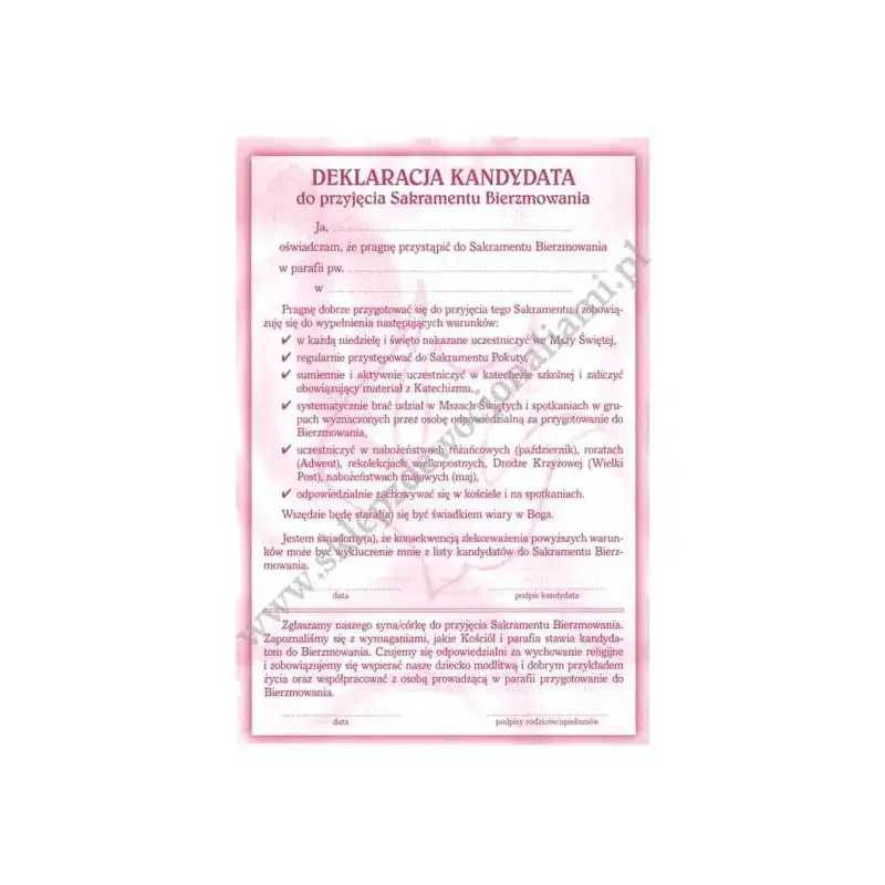 Zdjęcie Jak wypełnić deklarację kandydata do bierzmowania bez błędów