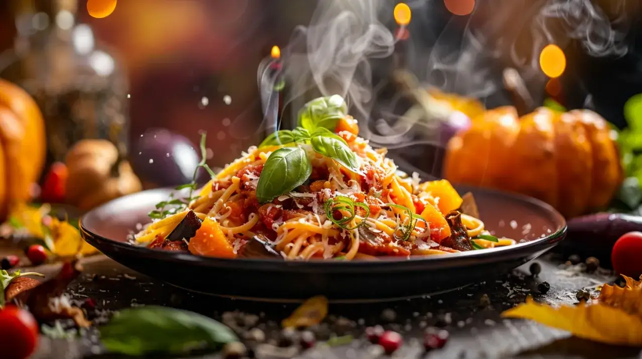 Zdjęcie Makaron z sosem z pieczonych warzyw: jesienny przysmak dla każdego