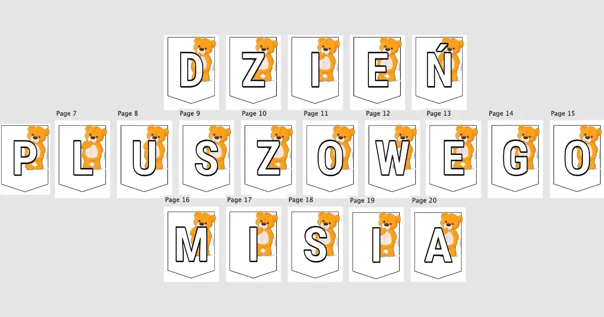 Zdjęcie Napis "Dzień Pluszowego Misia" do wydruku: Udekoruj salę na misiowe święto