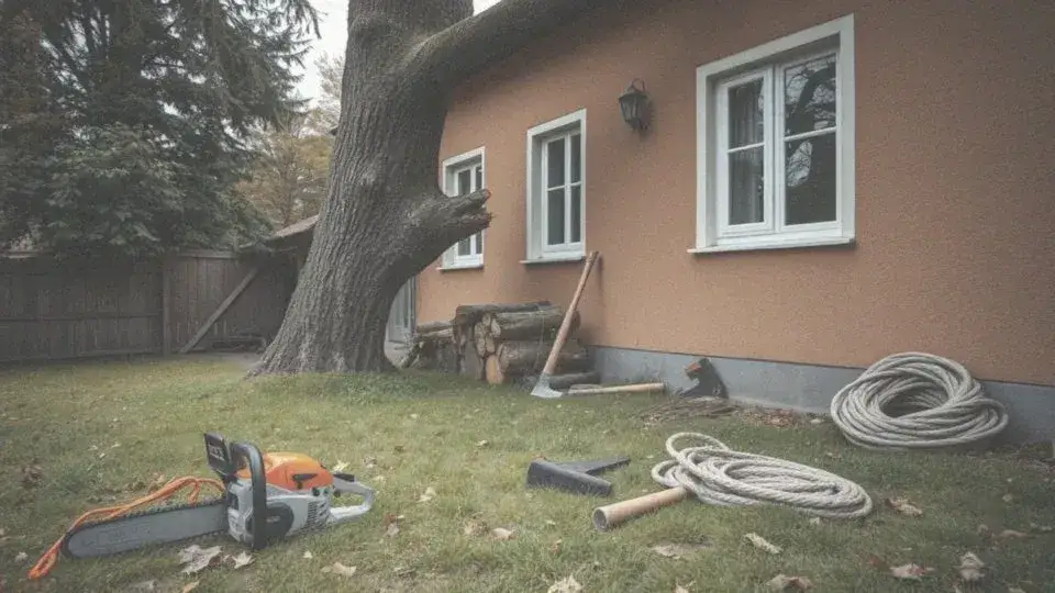 Zdjęcie Jak ścinać drzewo, żeby nie spadło na budynek i nie uszkodziło go