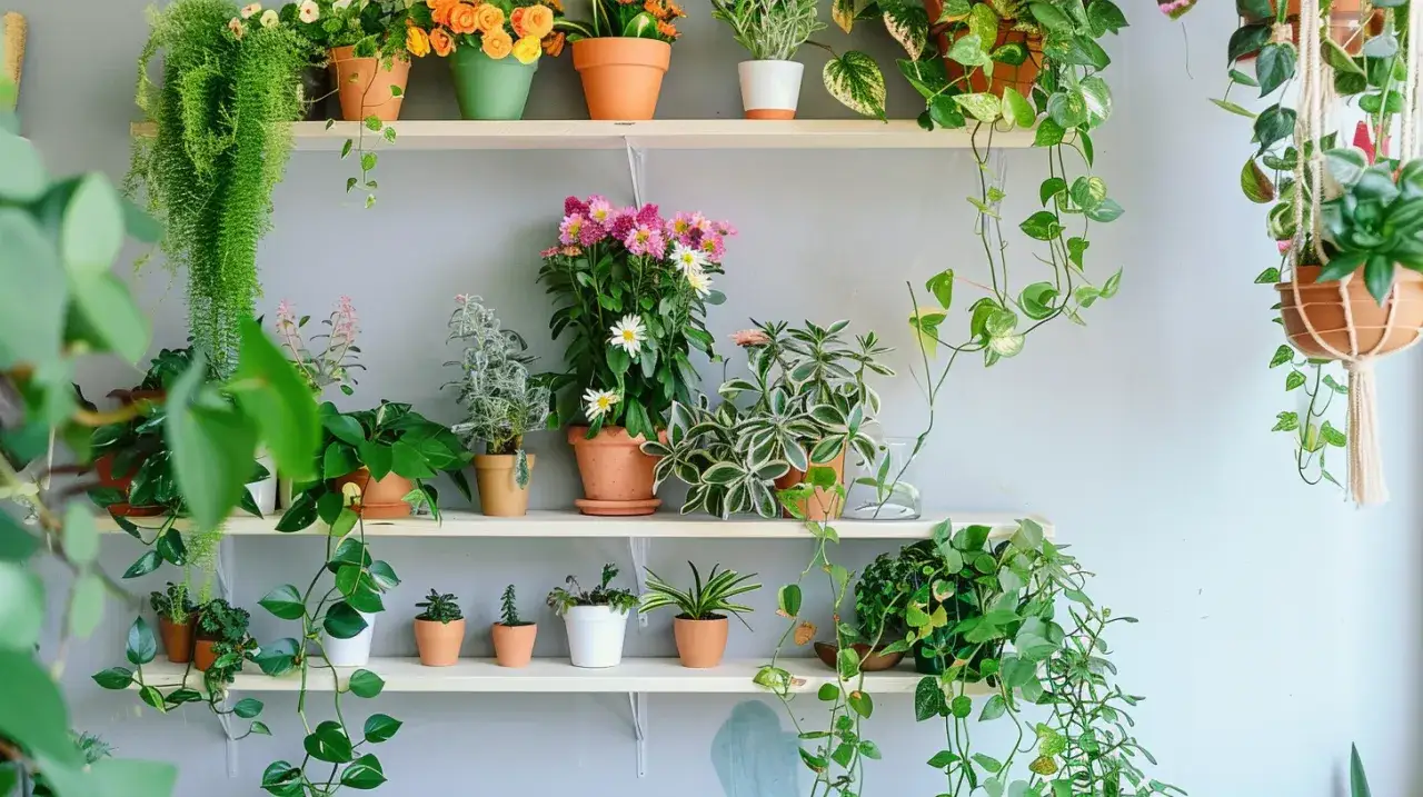 Zdjęcie Półka podwieszana pod sufitem: Jak wybrać kwietnik od podłogi do sufitu?