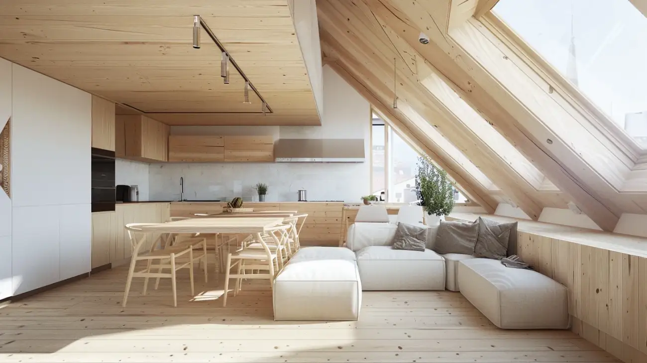 Zdjęcie Salon z kuchnią na poddaszu: Jak urządzić wnętrze?