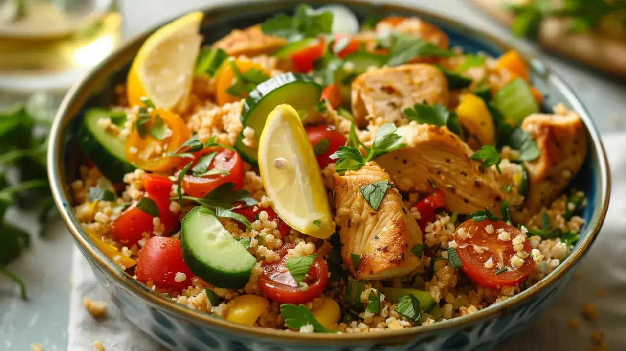 Zdjęcie Sałatka z kaszą bulgur i kurczakiem: Obiad w 15 minut - boski przepis