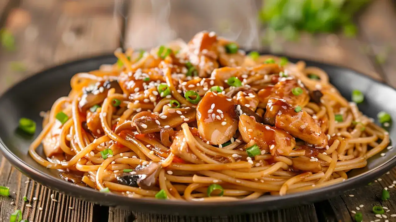 Zdjęcie Makaron z sosem sojowym i kurczakiem: Aromatyczny obiad