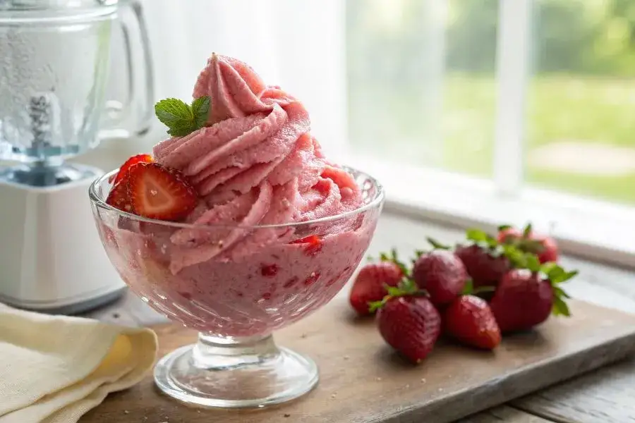 Zdjęcie Szybki i prosty koktajl z mrożonych truskawek na upalne dni