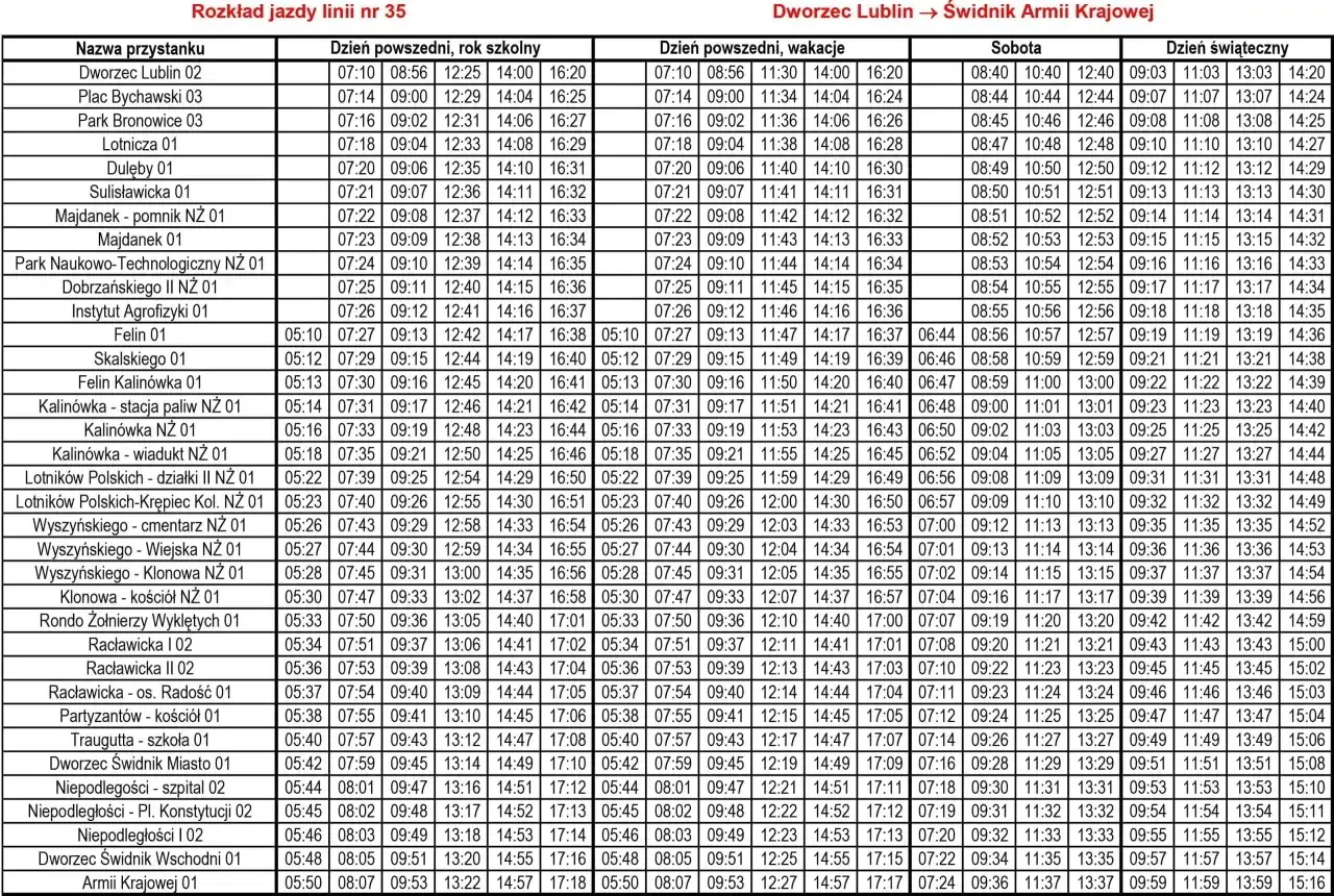 Zdjęcie Rozkład jazdy 55 w Lublinie – Sprawdź godziny i trasy autobusów