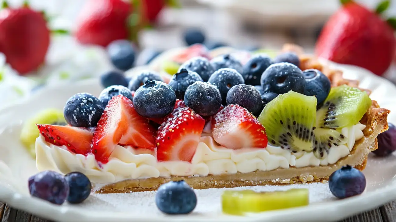 Zdjęcie Ciasto z owocami i kremem: Szybki i łatwy deser na każdą okazję