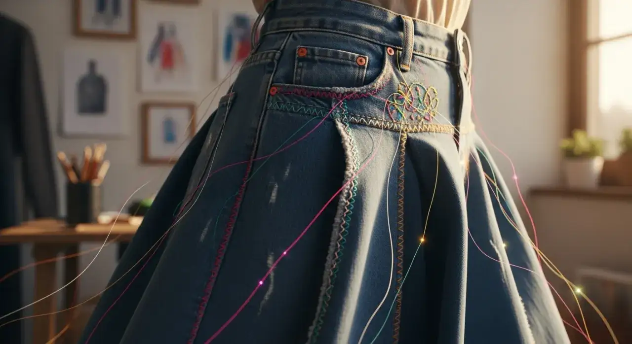 Zdjęcie Jak uszyć spódnicę ze spodni dżinsowych i nadać im nowe życie