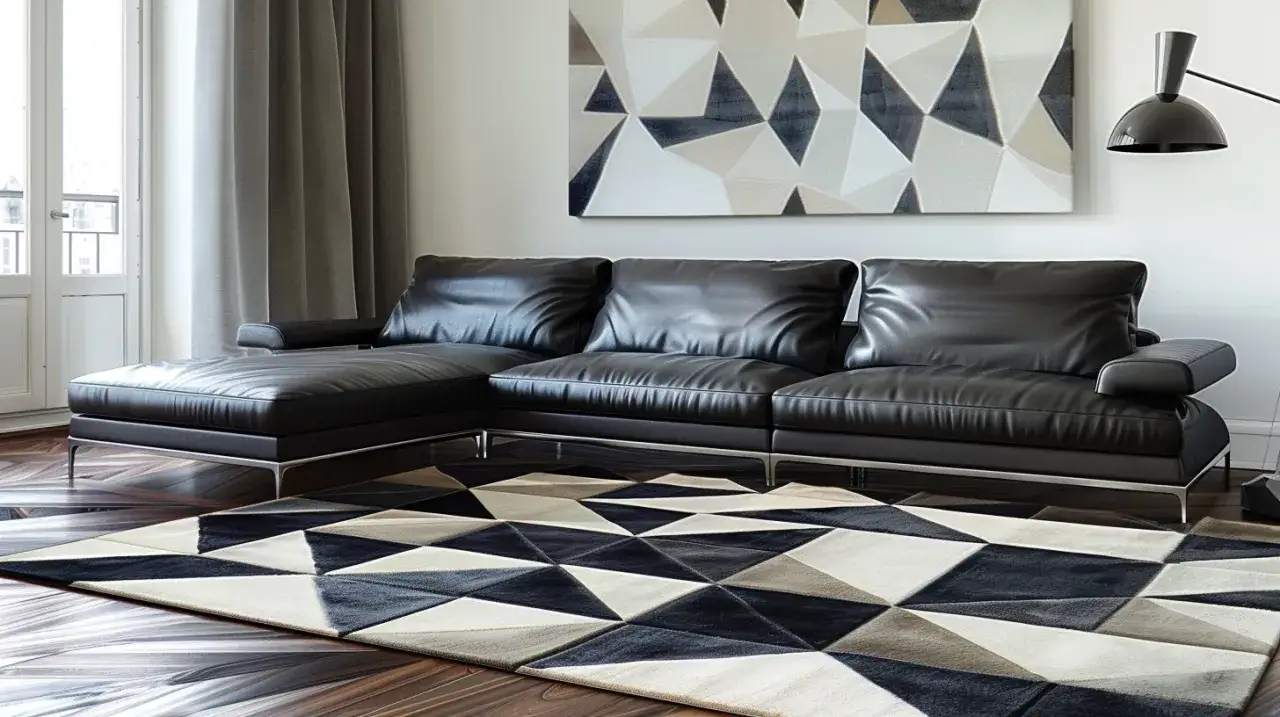 Zdjęcie Dywan beżowo czarny: Jak wybrać idealny dywan do nowoczesnego salonu?