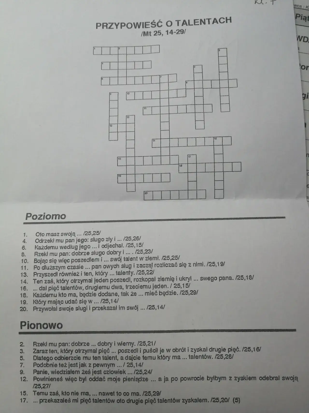 Zdjęcie Przypowieść o talentach karta pracy: ćwiczenia, które zainspirują uczniów