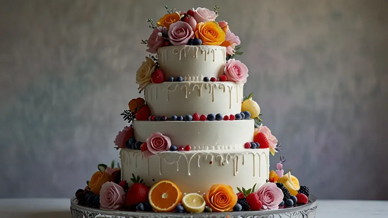 Zdjęcie Torty z żywymi kwiatami i owocami: Elegancja i smak w jednym