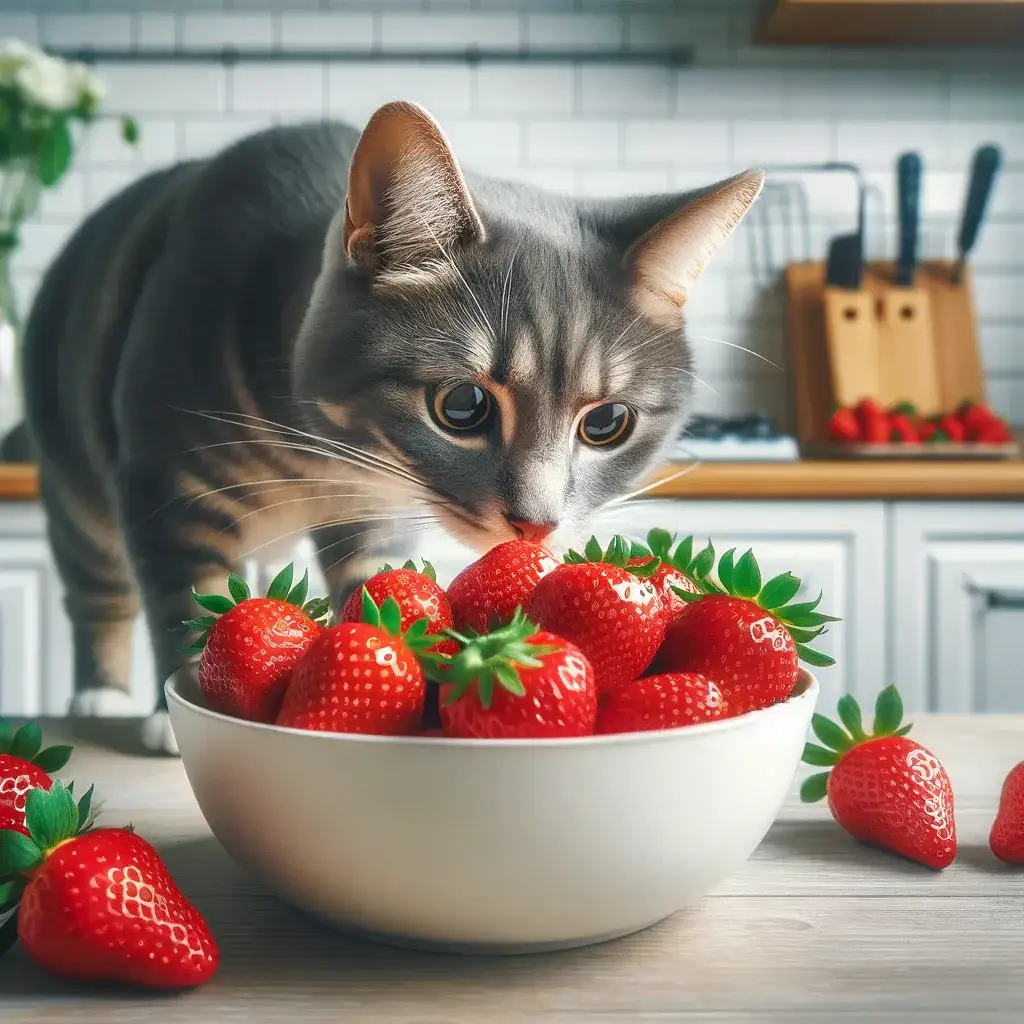 Zdjęcie Czy koty mogą jeść truskawki? Bezpieczne przekąski dla Twojego kota