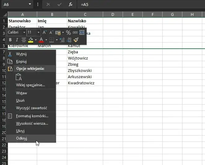 Zdjęcie Excel: Jak szybko i skutecznie odkryć wszystkie ukryte wiersze