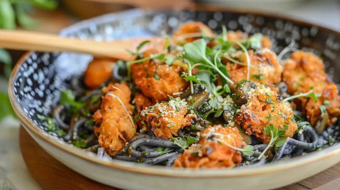 Zdjęcie Nowoczesny twist w kuchni - przepis na czarny makaron z kurczakiem