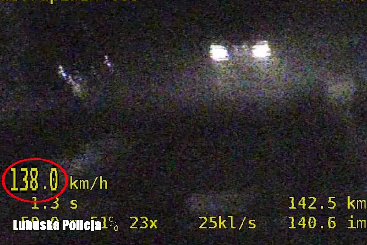 Prędkość 138 km/h zarejestrowana przez Lubuską Policję. Taki wynik może oznaczać mandat za wyprzedzanie na zakazie.