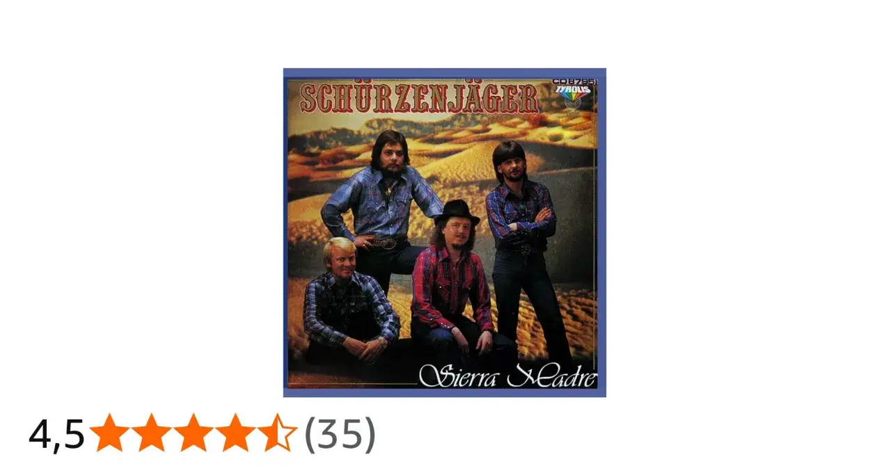 Schürzenjäger posieren vor einer Wüstenlandschaft, Albumcover "Sierra Madre".