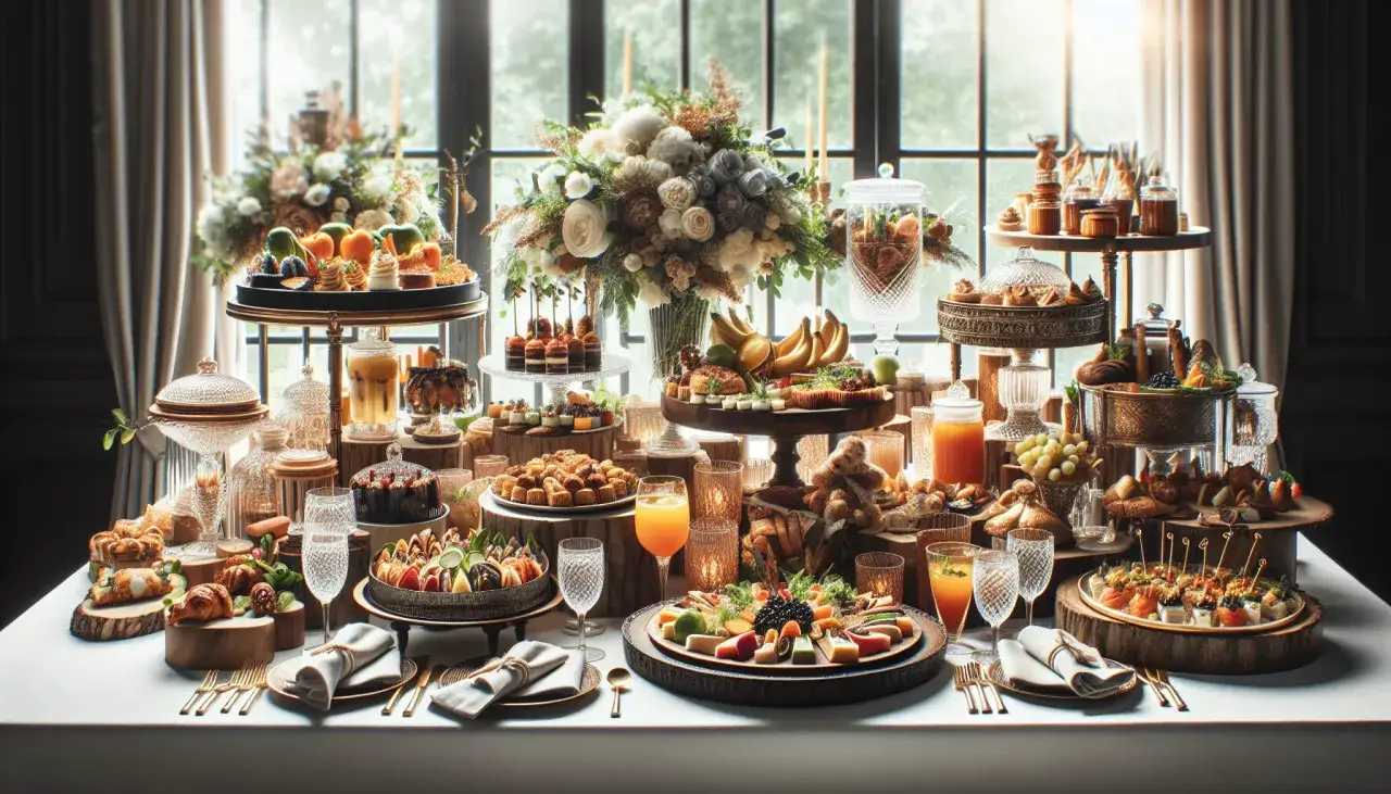 Elegancki stół z przekąskami i deserami. Zastanawiasz się, czy od cateringu można odliczyć VAT?