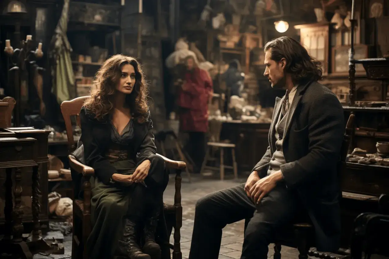 Para dowiedzieć się, jak zostać aktorem, przygląda się sobie nawzajem w tajemniczym, zakurzonym pokoju pełnym rekwizytów.