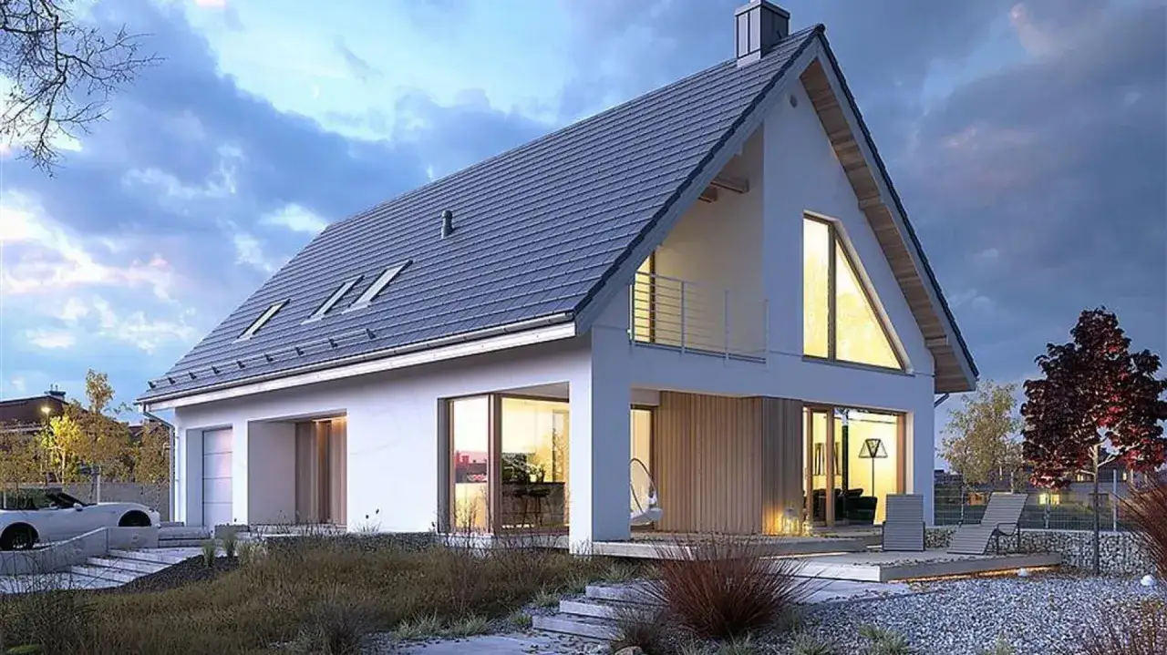 Dom z dachem dwuspadowym: zalety, projekty i oszczędności w budowie