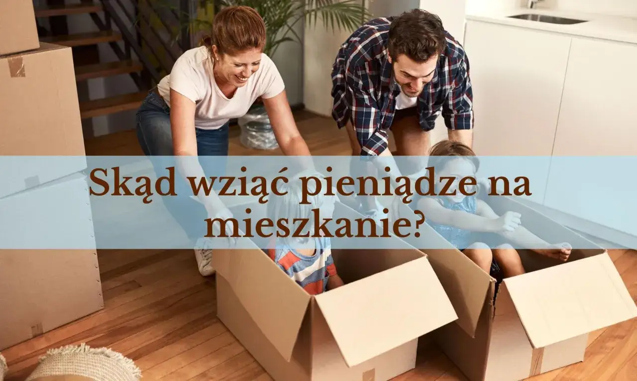 Rodzina pakuje kartony do przeprowadzki, dzieci siedzą w pudełkach.