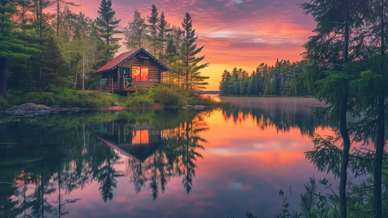 Domek letniskowy nad jeziorem z własną linią brzegową