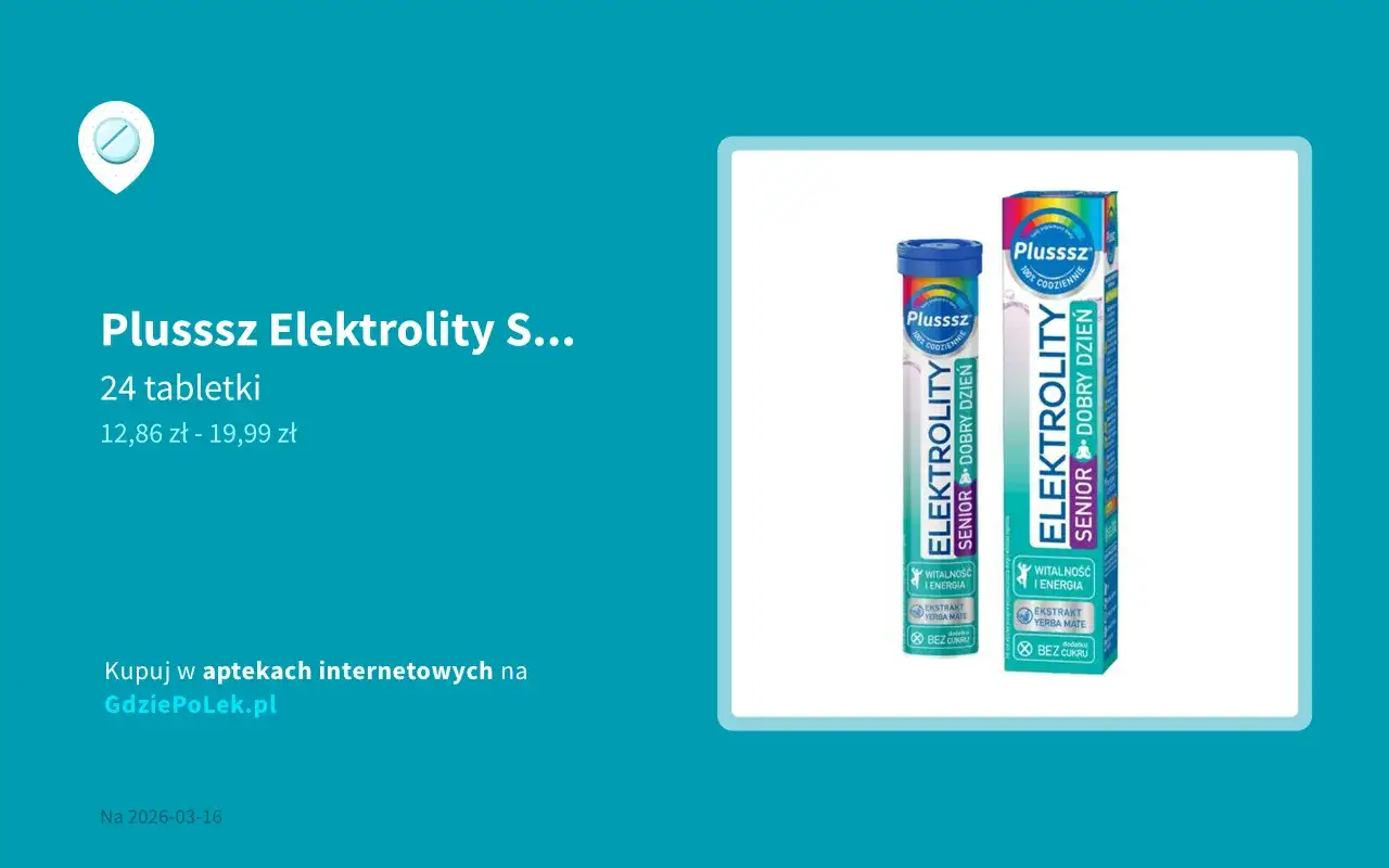 Plusssz Elektrolity Senior – jakie elektrolity dla seniora? Opakowanie i tubka z tabletkami musującymi.