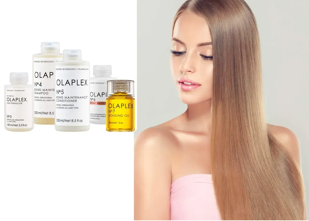 Olaplex co to? Zestaw produktów do pielęgnacji włosów: szampon, odżywka, kuracja i olejek. Efekt: zdrowe, lśniące włosy.