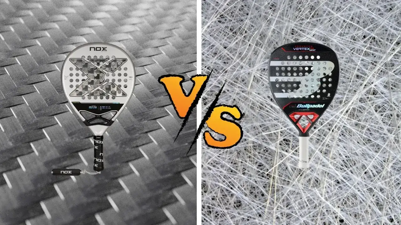 Dwie rakiety do padla: jedna biała, druga czarna. Porównanie materiałów: wędka z włókna szklanego czy węglowego?