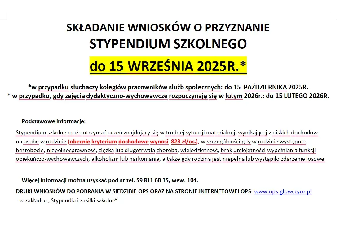 Do kiedy składać wnioski o stypendium szkolne, aby nie przegapić terminu?