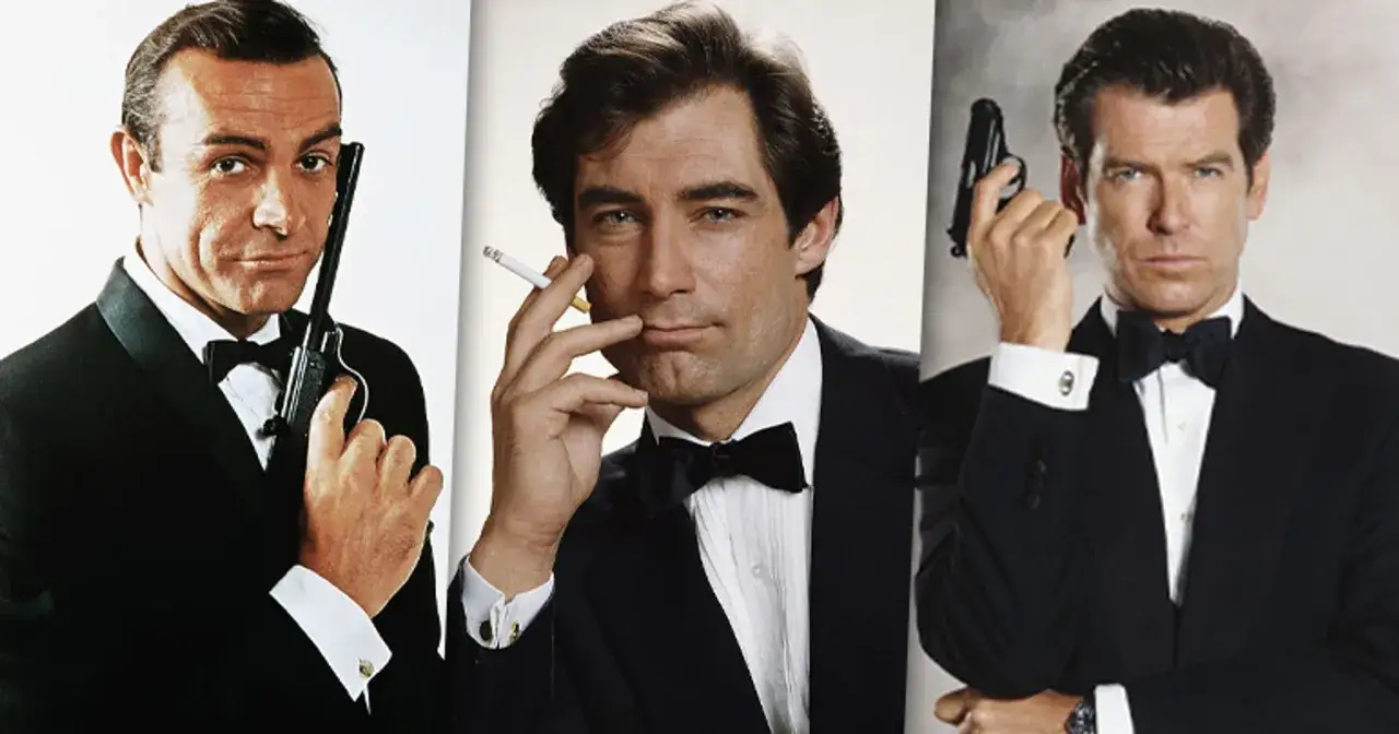 Sean Connery, Timothy Dalton i Pierce Brosnan – oto kto grał Jamesa Bonda po kolei, w eleganckich smokingach i z bronią w ręku.