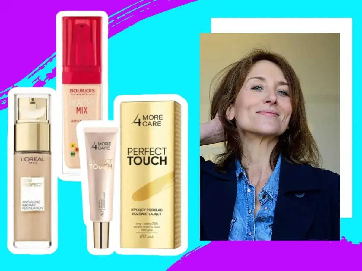 Szukasz idealnego podkładu po 50-tce? Na zdjęciu kosmetyki L'Oréal Age Perfect, Bourjois Healthy Mix i 4 More Care Perfect Touch.