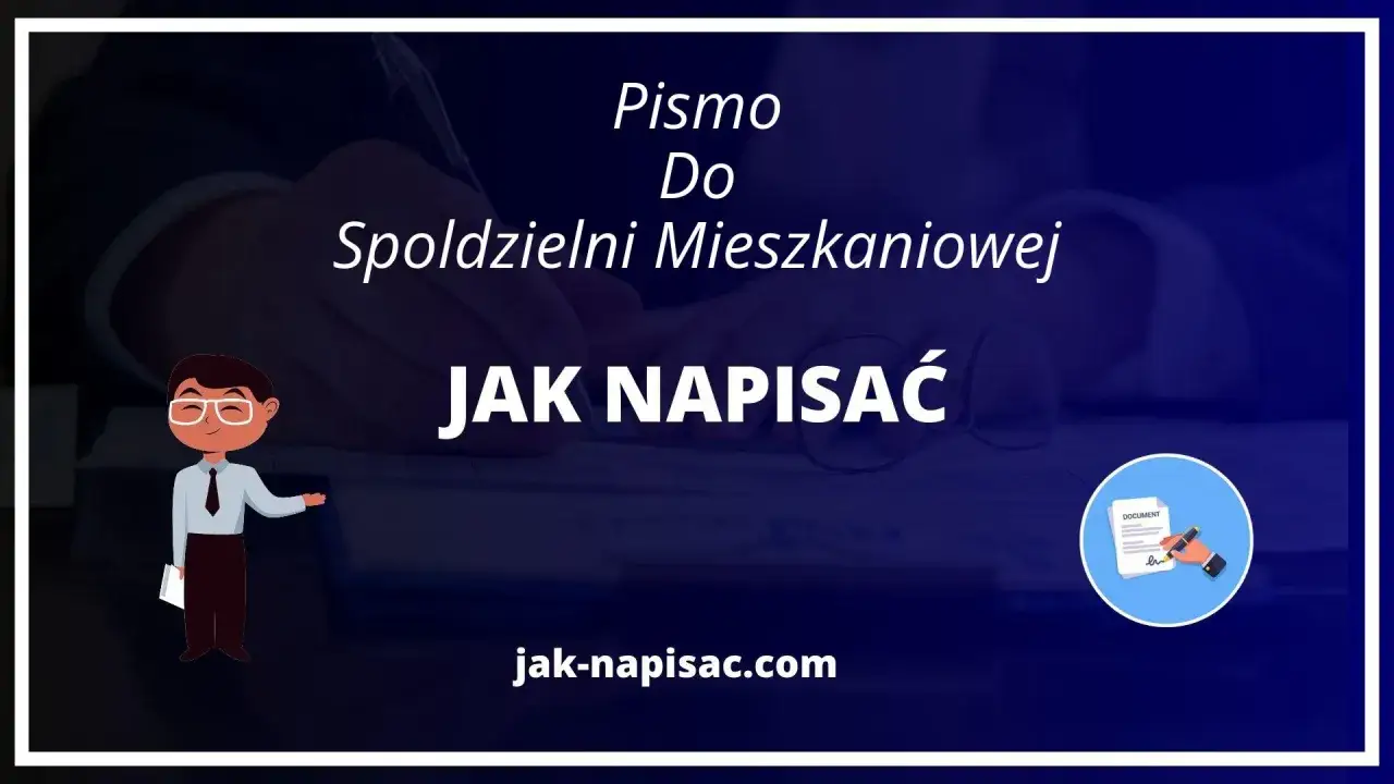 Ilustracja przedstawia pisanie pisma do spółdzielni mieszkaniowej.