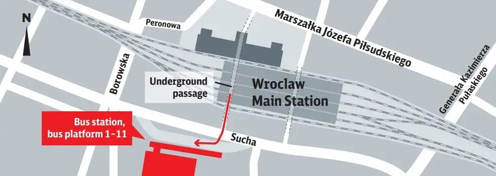 Autobusy Wrocław-Zakopane: Odjazd z Dworca Sucha 1 Wskazówki