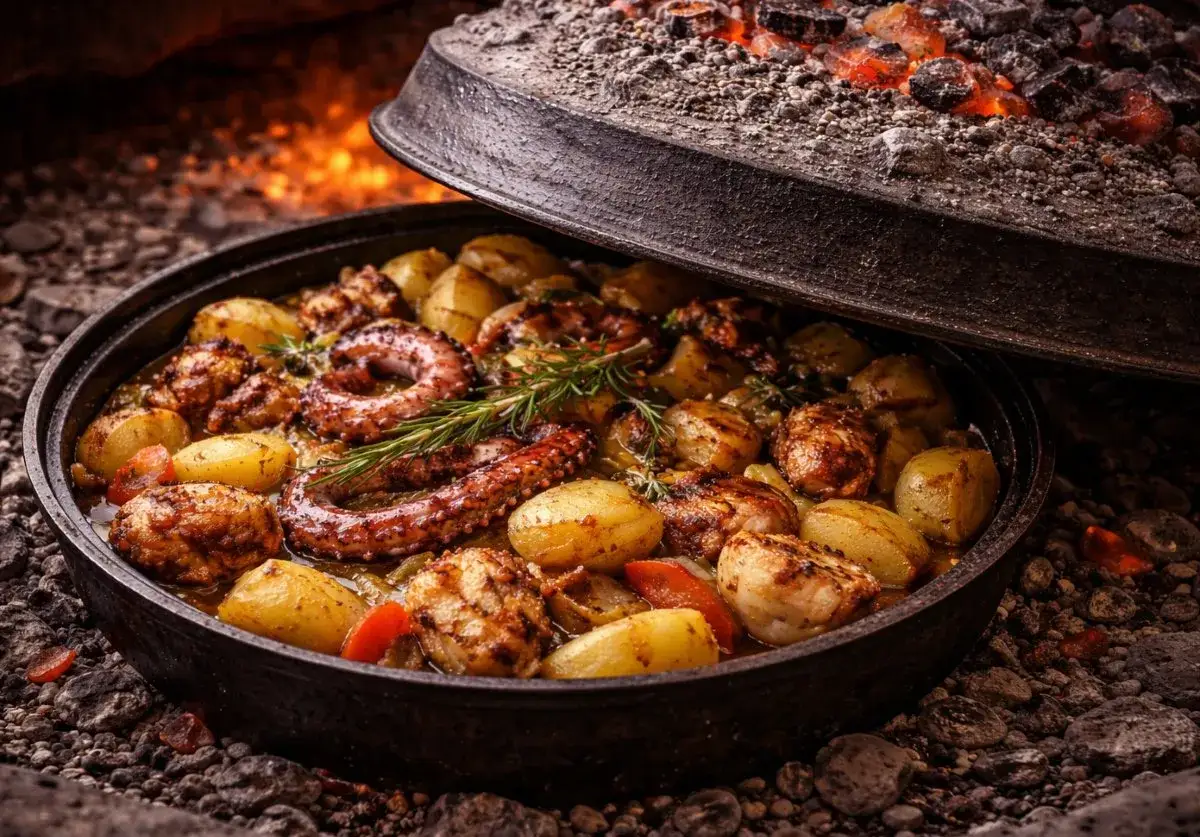 Ośmiornica z ziemniakami i rozmarynem, pieczona pod żarem. Prawdziwy smak tego, co warto zjeść w Chorwacji!