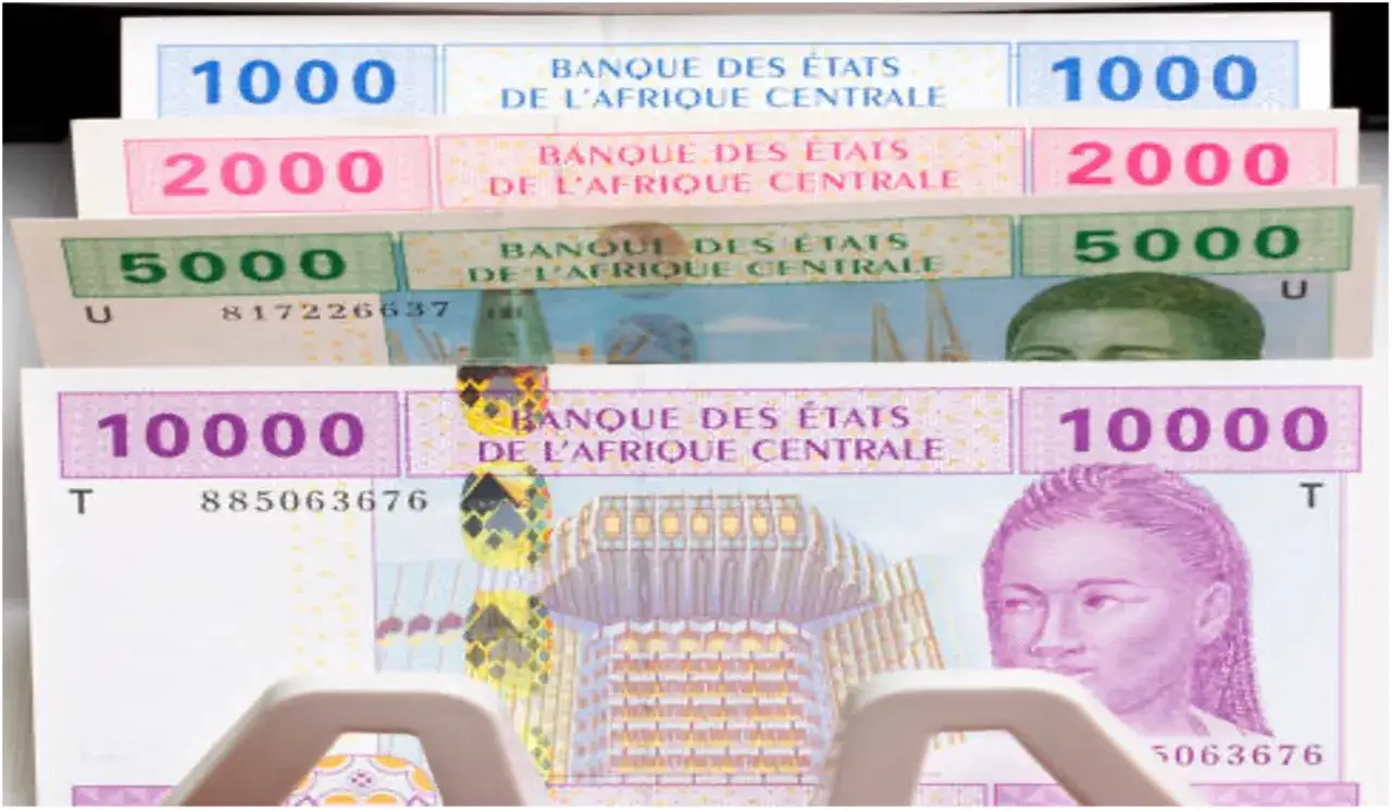 Stos banknotów: 1000, 2000, 5000 i 10000 franków CFA. To waluta używana w krajach takich jak Senegal.