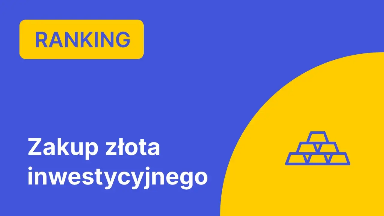 Niebieski baner z napisem "RANKING" i ikoną sztabek złota.