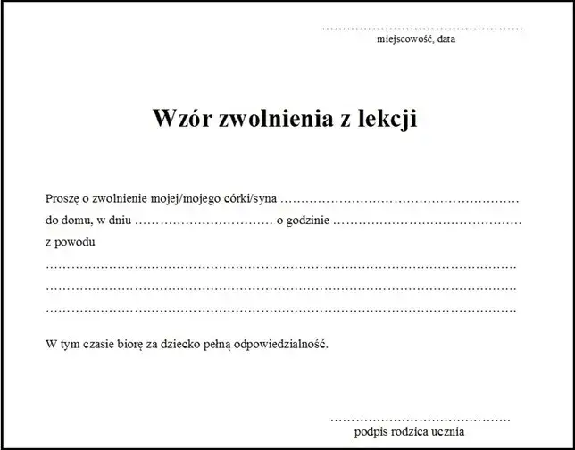 Jak napisać zwolnienie z ćwiczeń na wf - wzór i ważne informacje