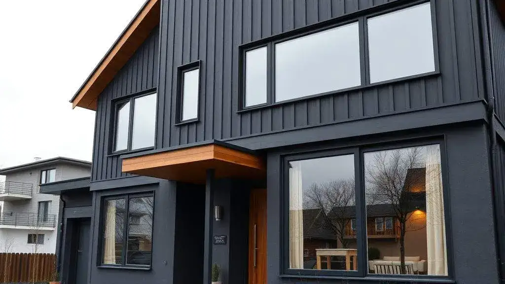 Elewacja antracyt z drewnem: Nowoczesny design dla Twojego domu