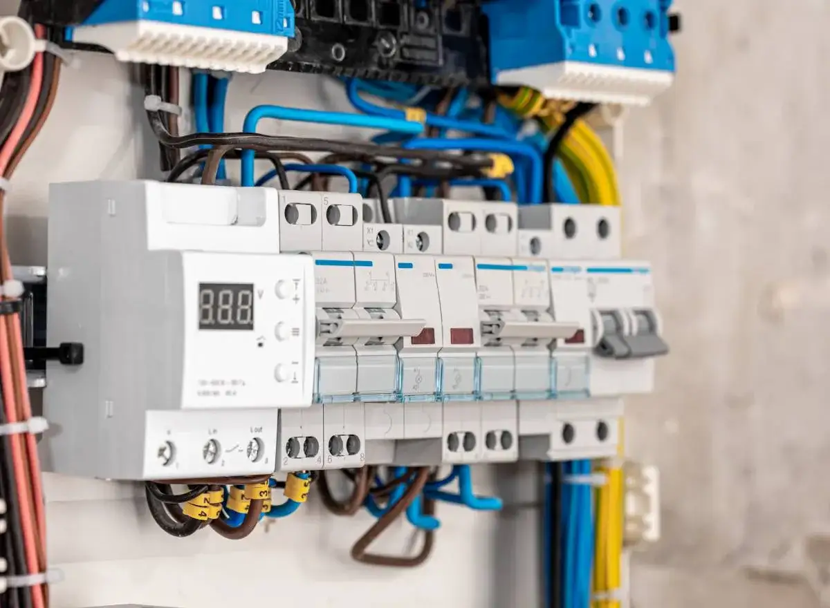 Skrzynka elektryczna na działce z zabezpieczeniami i licznikiem. Co dalej? Podłączenie instalacji, by cieszyć się prądem.