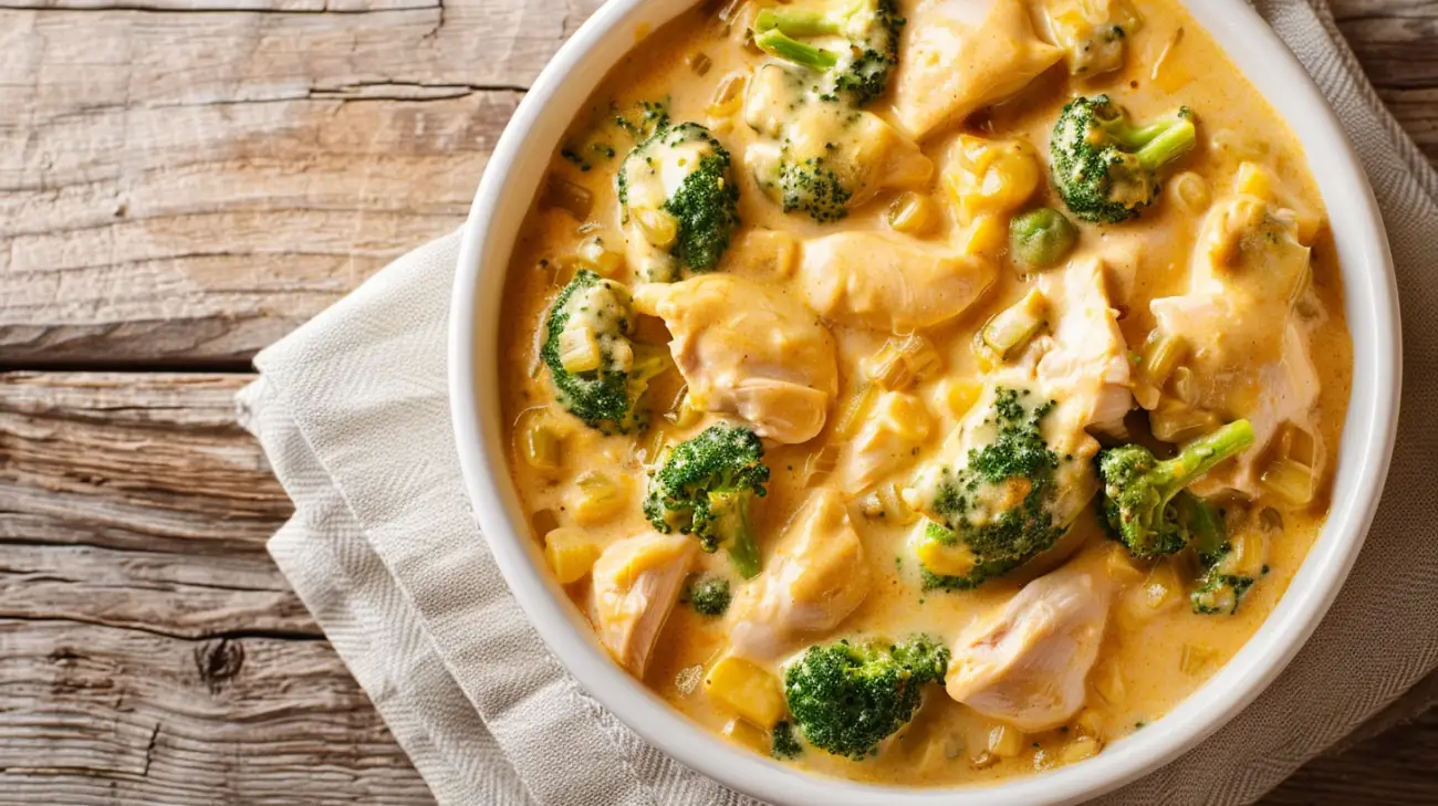 Kurczak z brokułami: Obiad w sosie serowo-śmietanowym 
