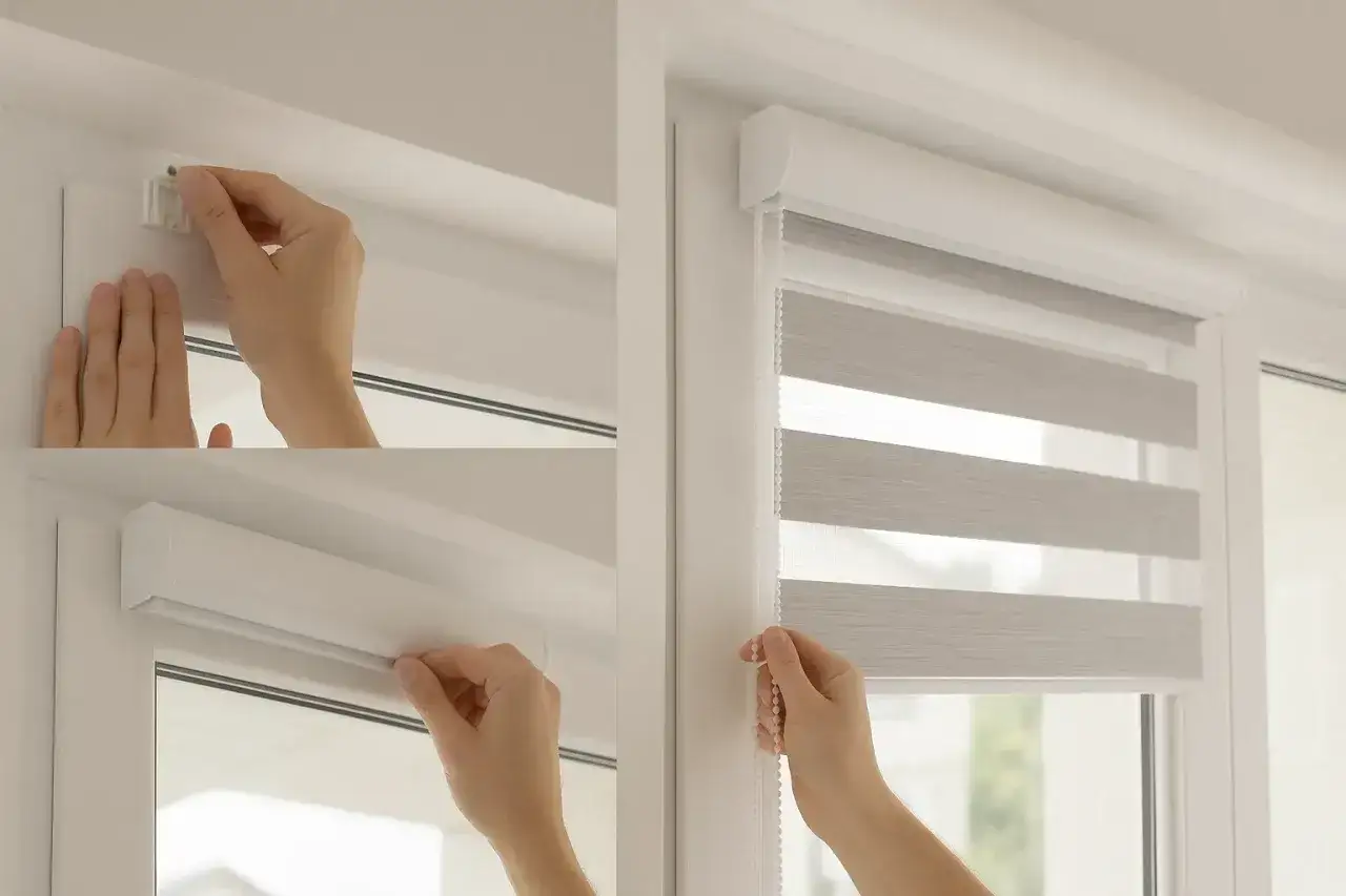 Instrukcja krok po kroku: jak zamontować rolety. Montaż uchwytu, wpięcie rolety i regulacja sznurkiem.