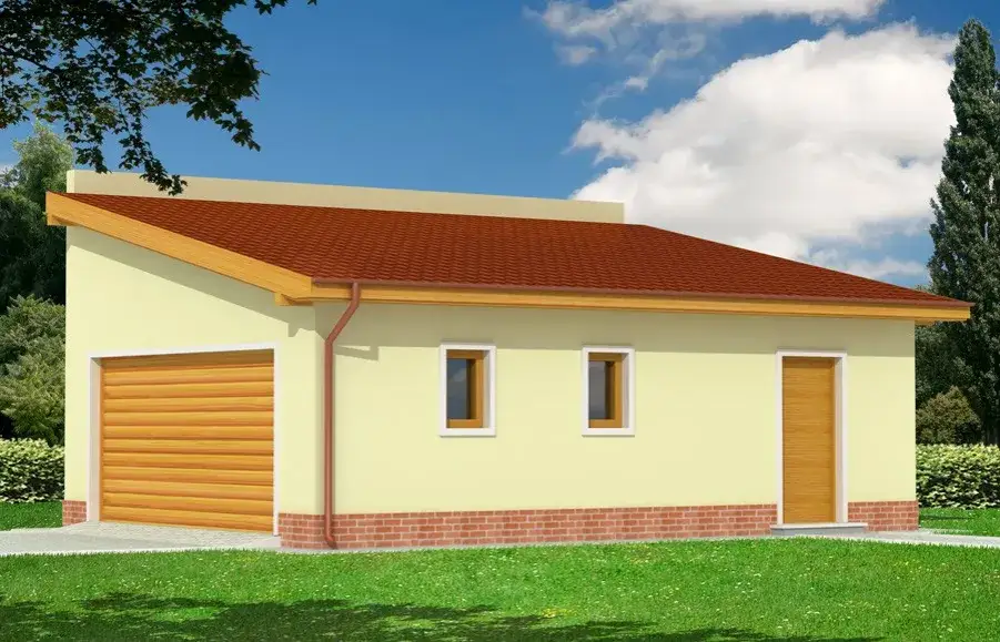 Budynek Gospodarczy z Dachem Jednospadowym - Garaże dwustanowiskowe