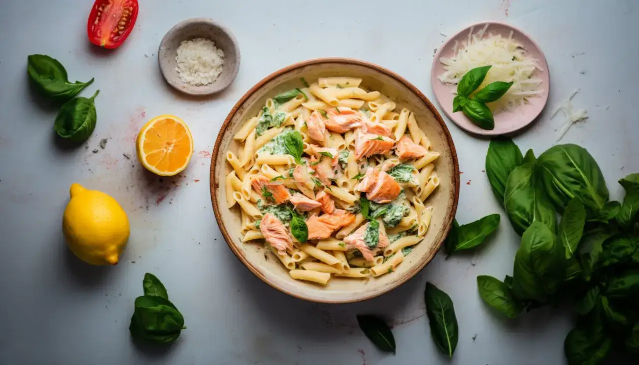 Sekret idealnego makaronu z łososiem i szpinakiem w 15 min