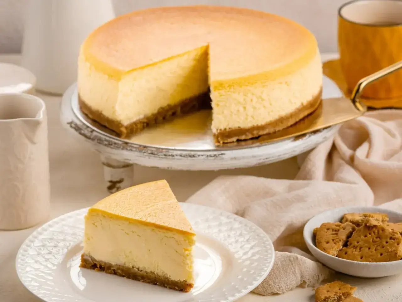 Pyszny sernik z idealnym, gładkim wykończeniem. Dowiedz się, jak zrobić dobry lukier do sernika, by uzyskać ten efekt.