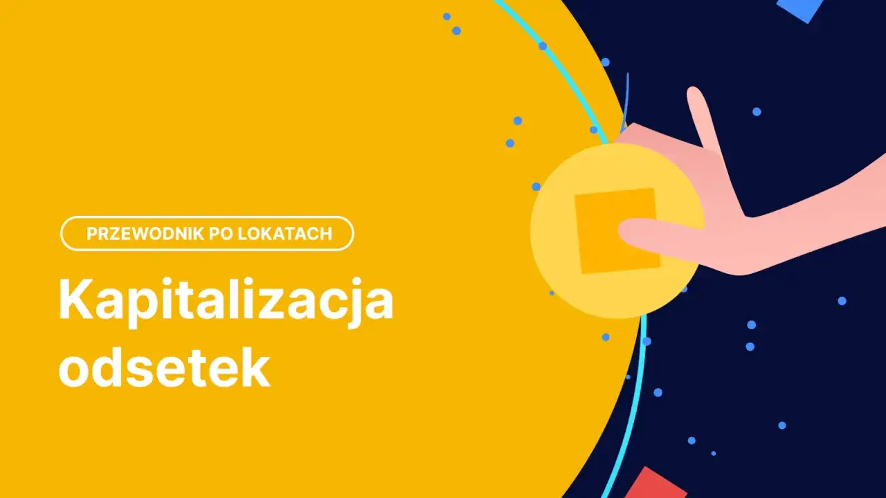 Przewodnik po lokatach: Kapitalizacja odsetek. Dłoń trzyma monetę, symbolizując wzrost kapitału.